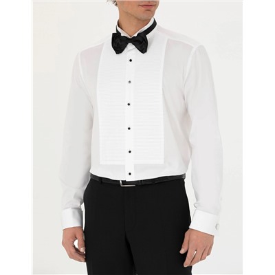 Beyaz Slim Fit Smokin Gömlek