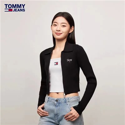 Укороченный кардиган на молнии с воротником - поло Tomm*y Jeans