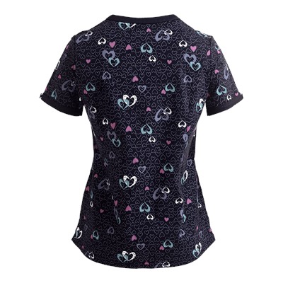 Maevn Scrubs PrimaFlex Stretch Linear Hearts Top