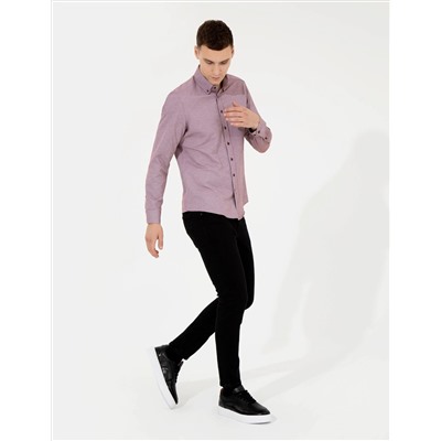 Bordo Slim Fit Oxford Gömlek