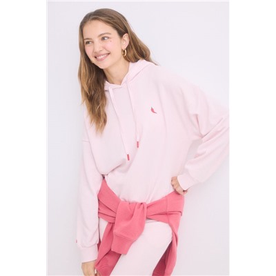 Sudadera capucha felpa algodón rosa