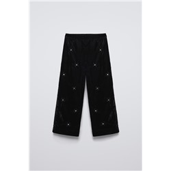 VELVET TROUSERS WITH BEAD APPLIQUÉS
