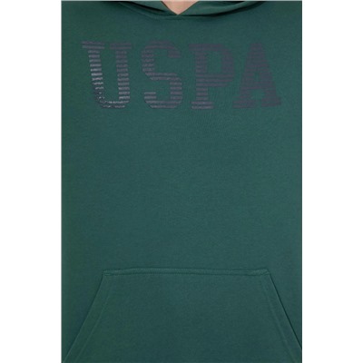 Erkek Yeşil Kapüşonlu Basic Sweatshirt