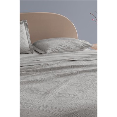 Marjolaina %100 Pamuk King Size Yatak Örtüsü - Gri