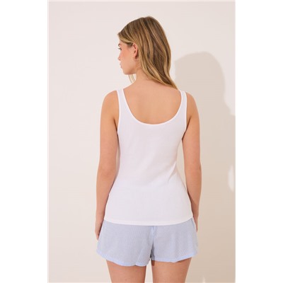 Pijama corto tirantes algodón azul rayas