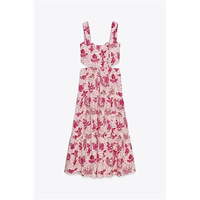 PRINTED MIDI CUT-OUT DRESS