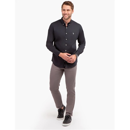 SOLID STRETCH POPLIN LONG SLEEVE SHIRT Размер XL, Цвет Black