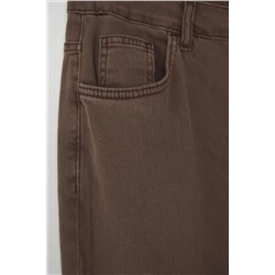 Kahverengi Yüksek Bel Straight Fit Denim Büyük Beden Jeans TBBSS24CJ00051