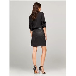 Black Coated Denim Skirt