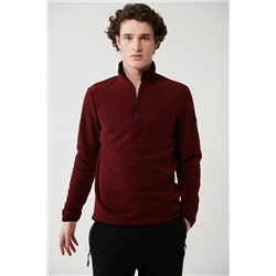 Avva Erkek Kırmızı Dik Yaka Soğuğa Dayanıklı Yarım Fermuarlı Regular Fit Standart Kesim Polar Sweatshirt E001068