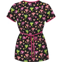 UA Sweet Monkey Black Mock Wrap Scrub Top