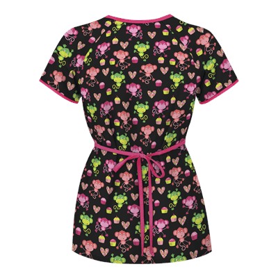UA Sweet Monkey Black Mock Wrap Scrub Top