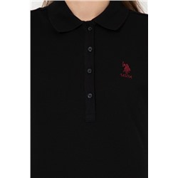 Kadın Siyah Polo Yaka Basic Sweatshirt