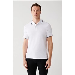 Avva Beyaz %100 Pamuk Jakarlı Regular Fit 2 Düğmeli Polo Yaka T-shirt A31Y1185