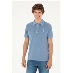 Erkek Slim Fit Polo Yaka İndigo Basic Tişört