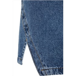 Mavi Çift Yırtmaçlı Denim Etek TBBSS23AZ00056
