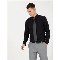 Siyah Regular Fit Uzun Kollu Klasik Gömlek