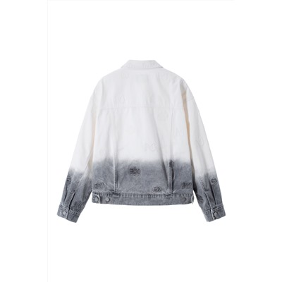 Chaqueta vaquera dip-dye Crudo y gris