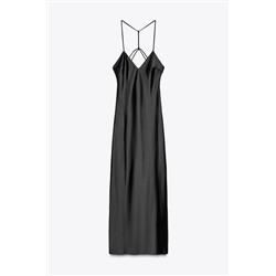 SATIN MIDI DRESS WITH STRAPS ON THE BACK