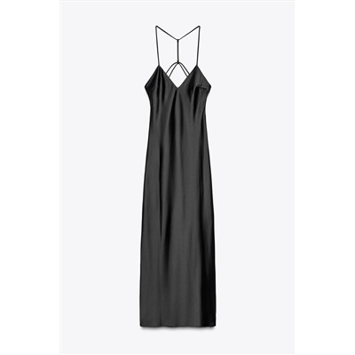 SATIN MIDI DRESS WITH STRAPS ON THE BACK