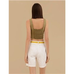 Yeşil Crop Top Bluz