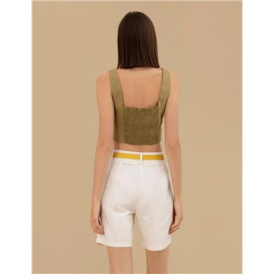 Yeşil Crop Top Bluz
