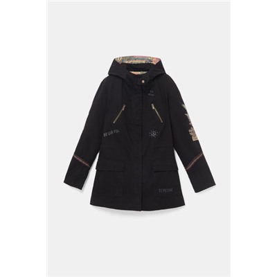 Parka capucha parches