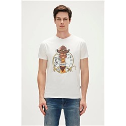 Bad Bear, Giraffe T-shirt Off-white Beyaz Baskılı Erkek Tişört