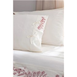 Relief King Size %100 Pamuk Bağlamalı Nevresim Takımı - Ekru/Kırmızı
