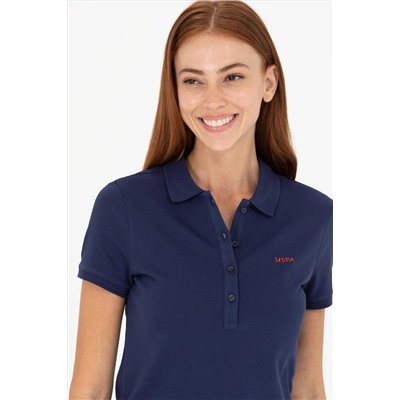 Kadın Lacivert Basic Polo Yaka Tişört