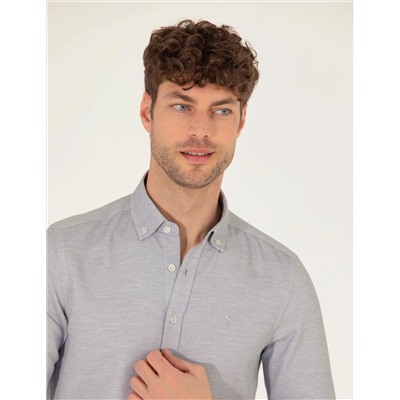 Antrasit Slim Fit Uzun Kollu Gömlek