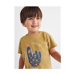 Baumwoll-T-Shirt mit Druck und Stickerei