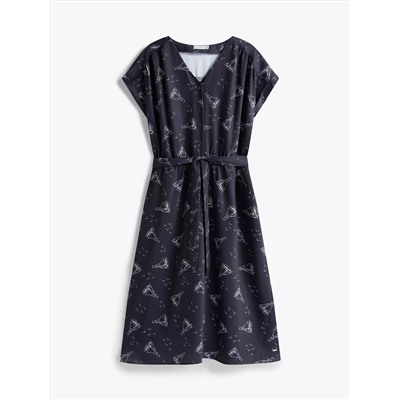 Nautical Print Midi Dress