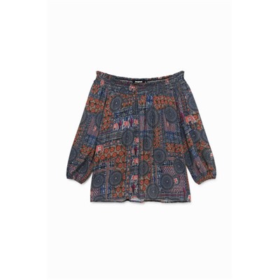 Blusa boho cuello barco