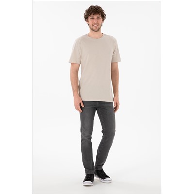Erkek Regular Fit Bisiklet Yaka Taş Basic Tişört