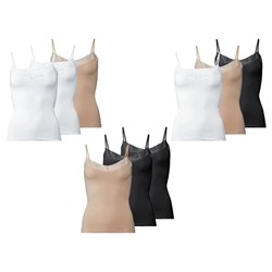 ESMARA® Lingerie ESMARA® Spaghettiträgerhemden Damen, 3 Stück, mit Bio-Baumwolle und Elasthan