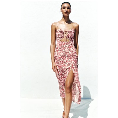 PRINTED RUSTIC MIDI DRESS
