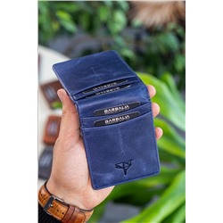 Garbalia, Jasper Hakiki Deri Unisex Lacivert Kartlık Cüzdan
