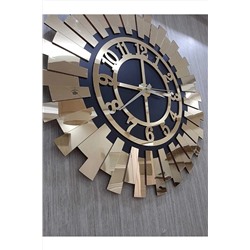 Tuba Design Şık Kabartmalı Dekoratif Duvar Saati Lüks Altın Sarısı Güneş Modern Ev Ofis Saati 40x40 Cm Tdesign3800271