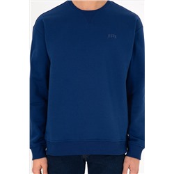 Erkek İndigo Basic Sweatshirt