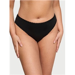 Lace-Trim Cotton High-Leg Brief Panty