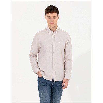 Kahverengi Slim Fit Uzun Kollu Gömlek
