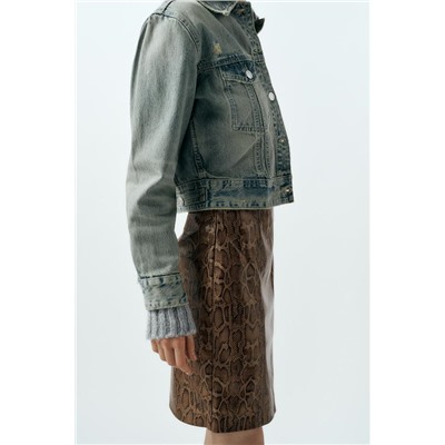 SNAKESKIN PRINT LEATHER EFFECT SKIRT