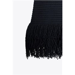 CHECK KNIT FRINGED DRESS