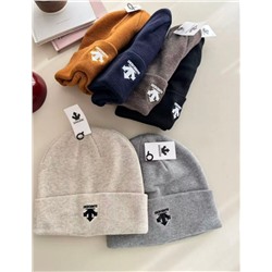 Зимняя теплая вязаная шапка унисекс с вышивкой DESCENT*E