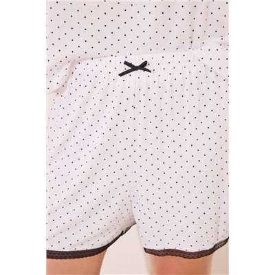 Pijama corto lunares blanco