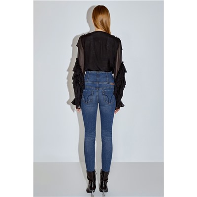 Vaquero skinny fit de tiro alto Azul