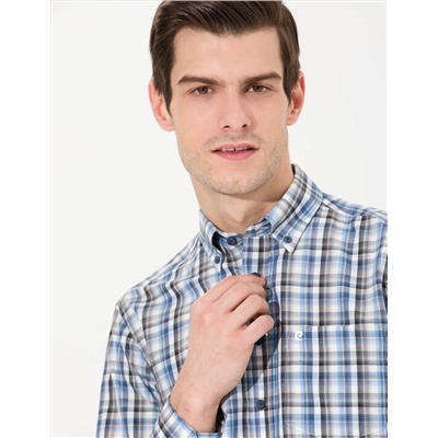 Lacivert Regular Fit Uzun Kollu Gömlek