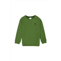 Çocuk Yeşil Basic Bisiklet Yaka Sweatshirt