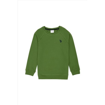 Çocuk Yeşil Basic Bisiklet Yaka Sweatshirt